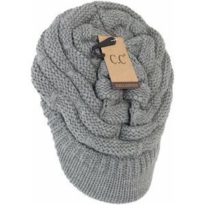 NWT C.C. Ribbed Knit Hat with Brim Lt Melange Grey YJ2023